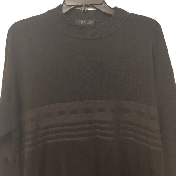 Domani Platinum Shirt Henley Vintage 90s Black Long Sleeve Cotton Rayon Mens XXL - Picture 3 of 13